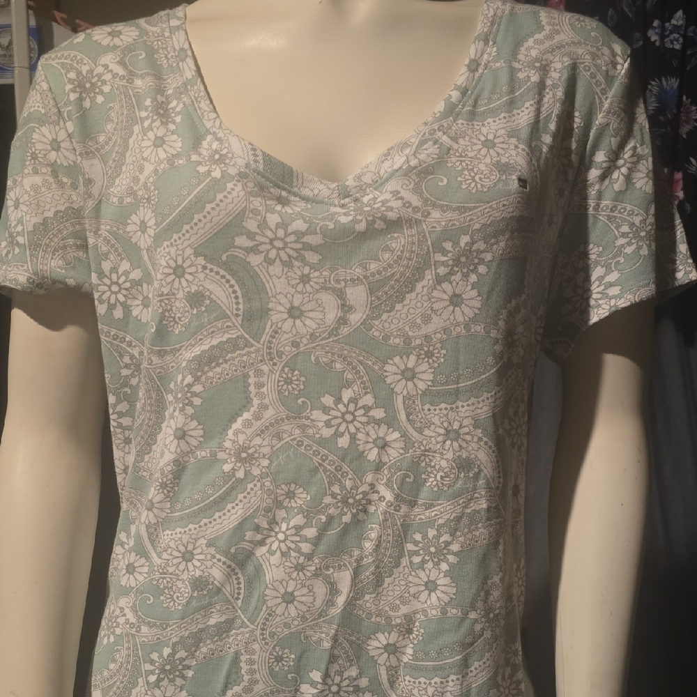 Tommy Hilfiger Mint and White Floral Tee